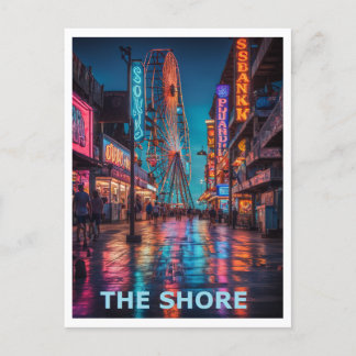 The Jersey Shore Boardwalk Graphic Design Postcard