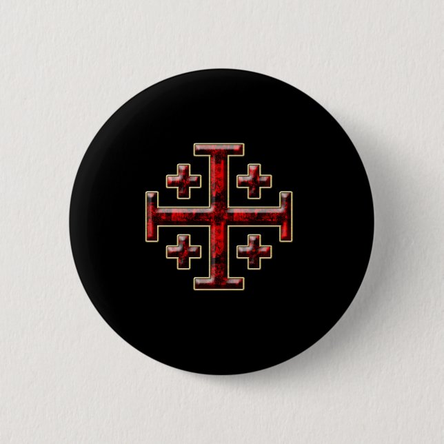 The Jerusalem Cross - Black Back Button (Front)
