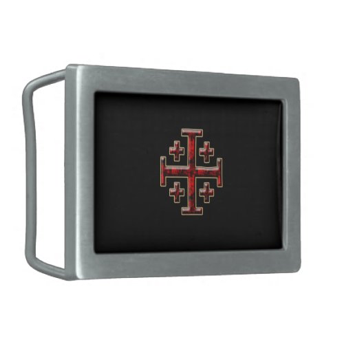 The Jerusalem Cross _ Black Back Rectangular Belt Buckle