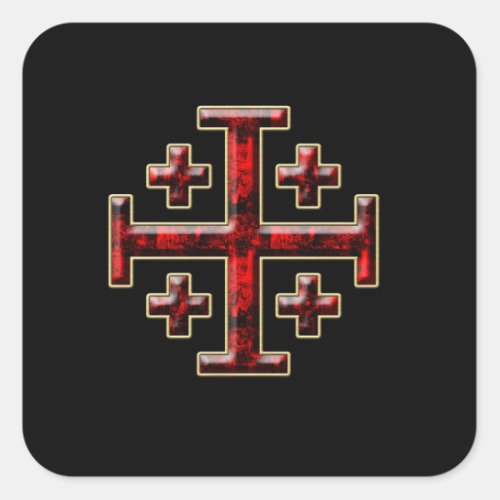 The Jerusalem Cross _ Black Back Square Sticker