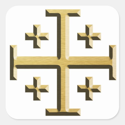 The Jerusalem Cross _ Gold Beveled Edition Square Sticker