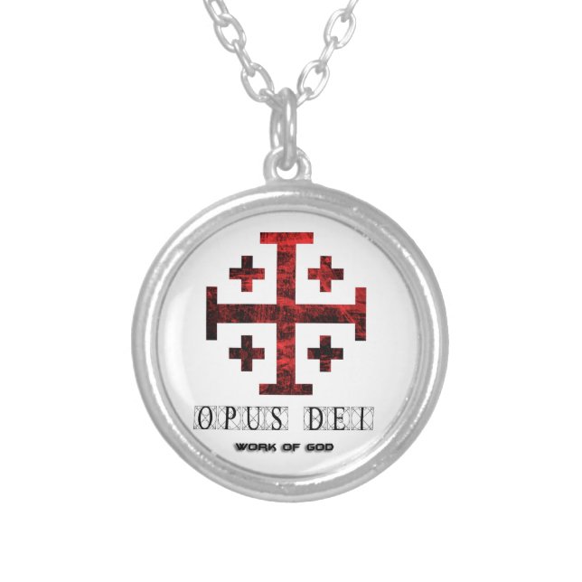 The Jerusalem Cross - Opus Dei - Work Of God Silver Plated Necklace (Front)