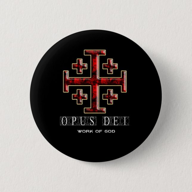 The Jerusalem Cross - ver 1 - Opus Dei - Black Pinback Button (Front)