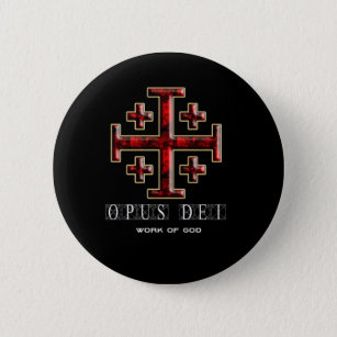 The Jerusalem Cross - ver 1 - Opus Dei - Black Pinback Button
