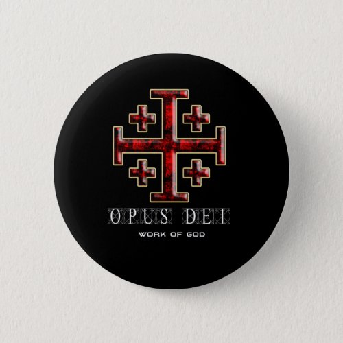 The Jerusalem Cross _ ver 1 _ Opus Dei _ Black Pinback Button