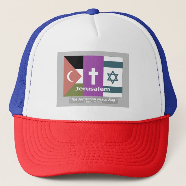 The Jerusalem Peace Flag Trucker Hat (Front)