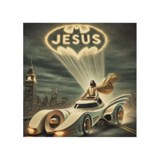 The Jesusmobile: Savior in the Night Wood Wall Art