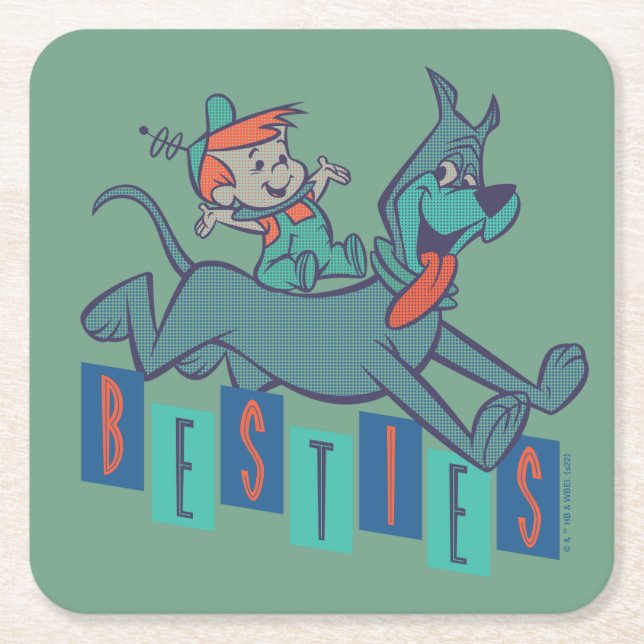 The Jetsons | Elroy & Astro Besties Square Paper Coaster (Front)