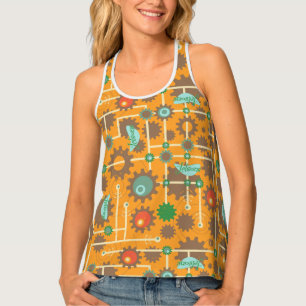 The Jetsons   Futuristic Orange Pattern Tank Top