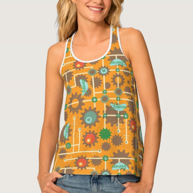 The Jetsons | Futuristic Orange Pattern Tank Top (Front)