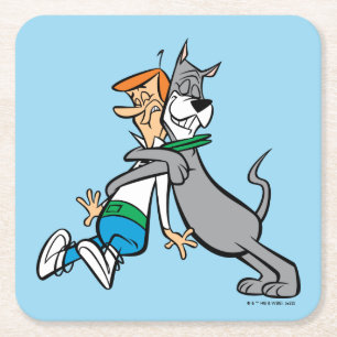 The Jetsons George & Astro Hug Square Paper Coaster