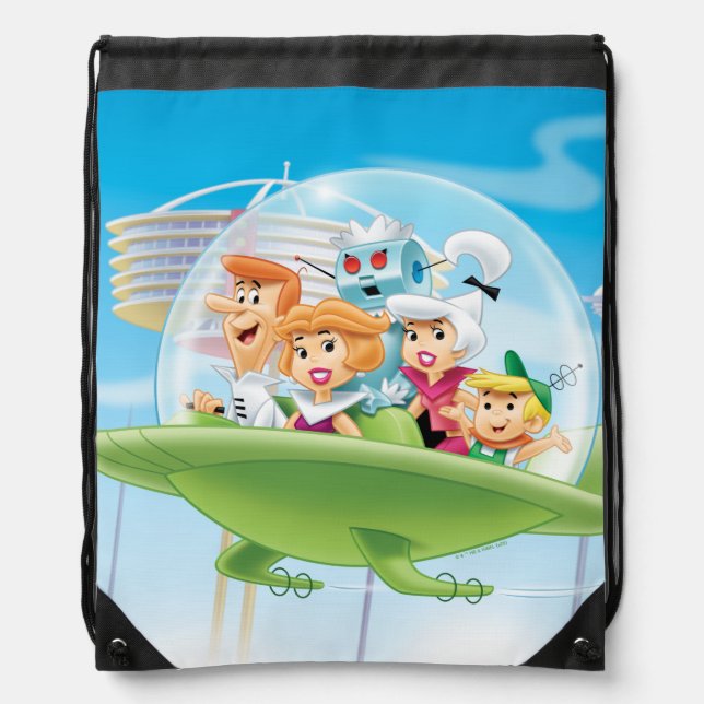 The Jetsons | The Family Flying Car Drawstring Bag (Front)