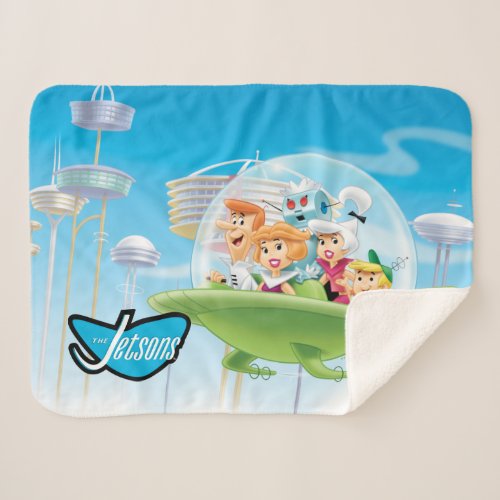The Jetsons  The Family Flying Car Sherpa Blanket