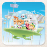 The Jetsons | The Family Flying Car Square Paper Coaster<br><div class="desc">This design from the Hanna Barbera cartoon series The Jetsons features the family traveling in their flying car.</div>