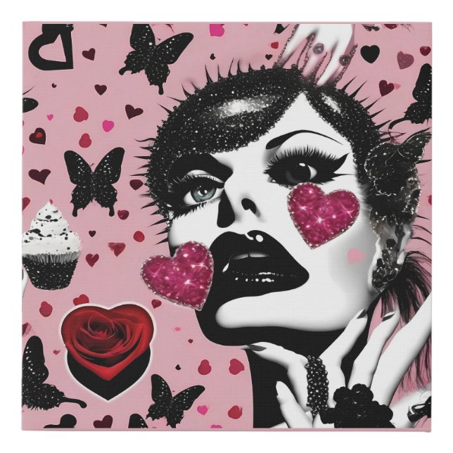 The Jeweled Heart Faux Canvas Print (Front)