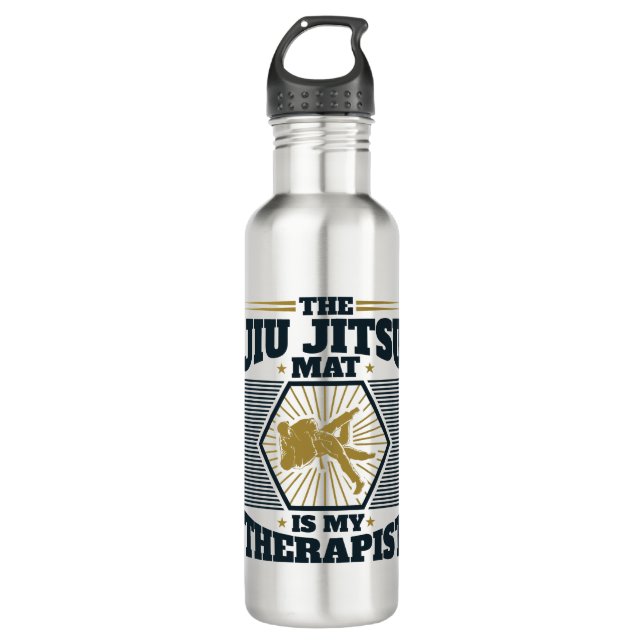 The Jiu Jitsu Mat Is My Therapist Stainless Steel Water Bottle (Front)