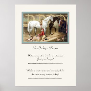 The Jockey's Prayer ~ Put Your Prayer Here! Poster by VintageFactory at Zazzle