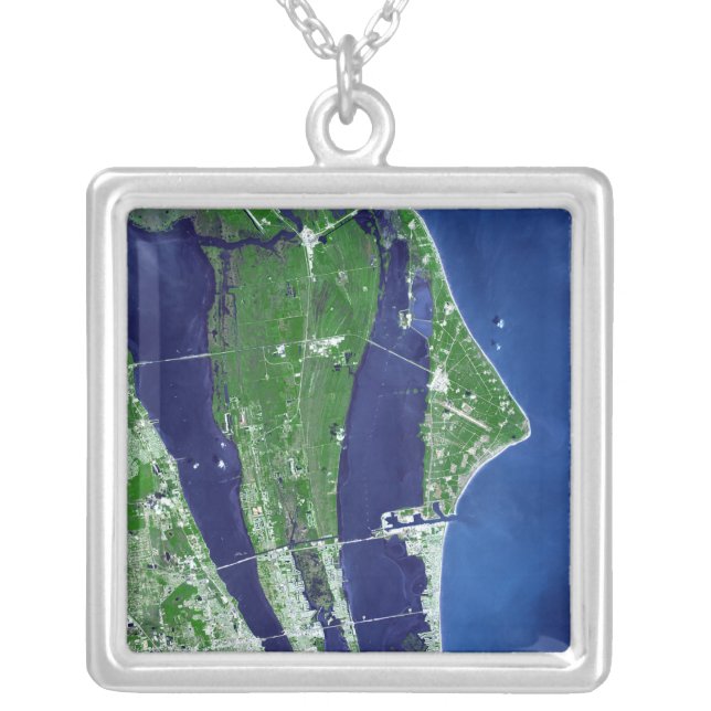 The John F Kennedy Space Center Silver Plated Necklace (Front)