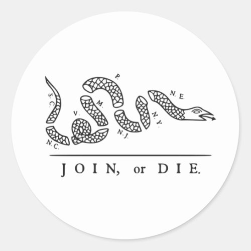 The Join or Die Classic Round Sticker