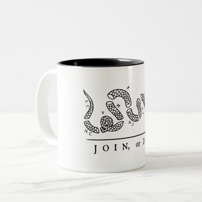 The Join or Die Two-Tone Coffee Mug (Front Left)