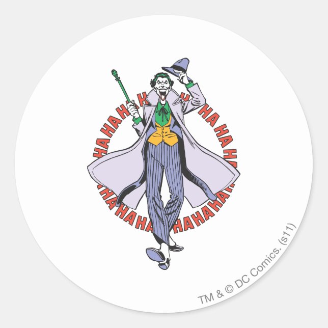 The Joker Cackles Classic Round Sticker (Front)