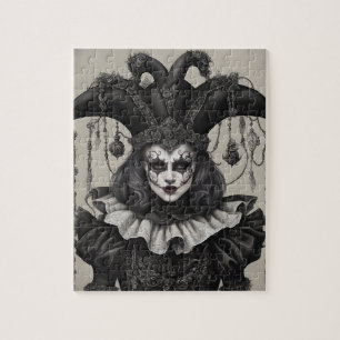 The Joker Clown in Black and White Jigsaw Puzzle