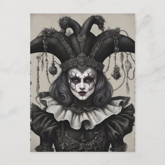 The Joker Clown in Black and White Postcard