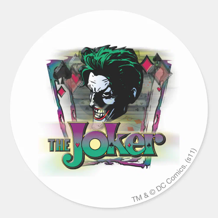 The Joker - Face and Logo Classic Round Sticker | Zazzle