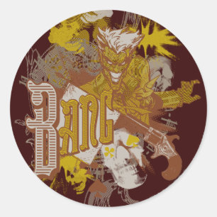 The Joker Gun / Bang Carnival Collage Classic Round Sticker
