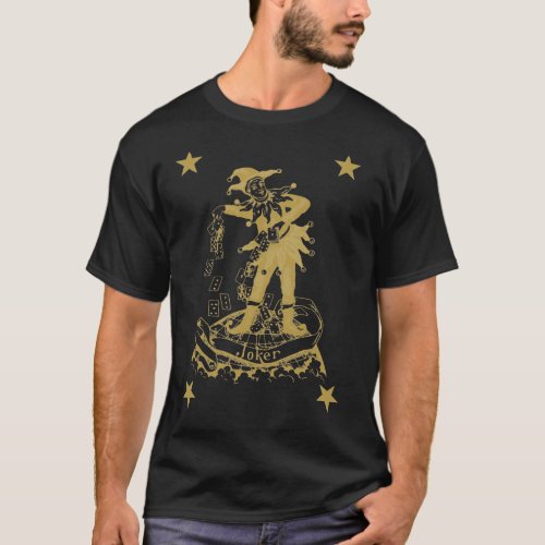 The Joker Vintage Playing Card in Gold T_Shirt