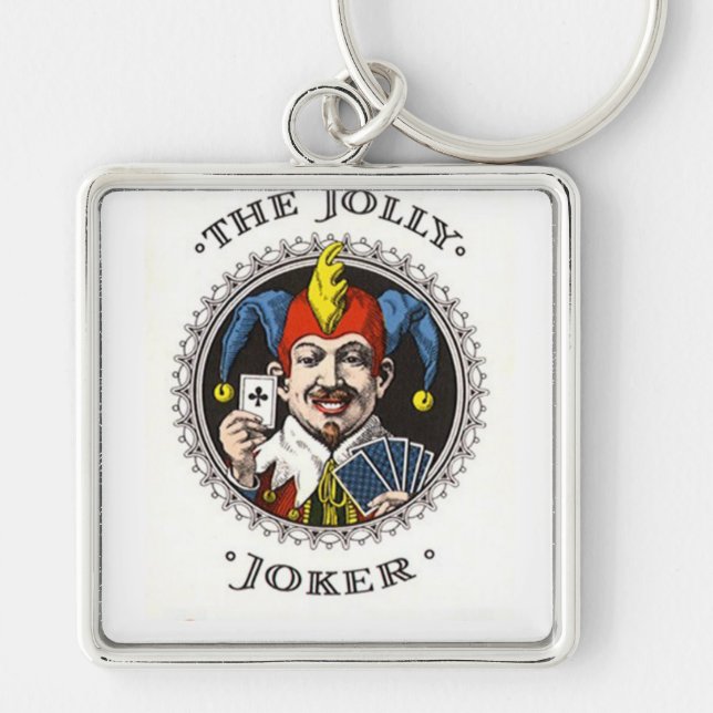 The jolly joker playing card graphic keychain (Front)
