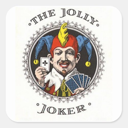 The jolly joker playing card graphic square sticker