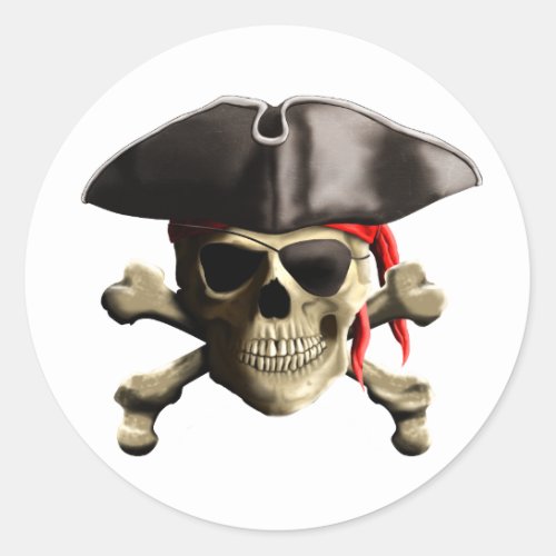 The Jolly Roger Pirate Skull Classic Round Sticker