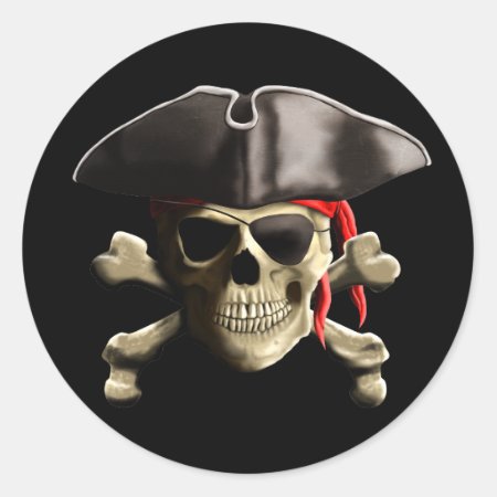 The Jolly Roger Pirate Skull Classic Round Sticker