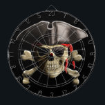 The Jolly Roger Pirate Skull Dart Board<br><div class="desc">Original classic Skull and Crossbones,  The Jolly Rodger”,  with red bandana doo rag and pirate hat.</div>