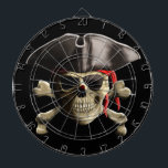 The Jolly Roger Pirate Skull Dart Board<br><div class="desc">Original classic Skull and Crossbones,  The Jolly Rodger”,  with red bandana doo rag and pirate hat.</div>