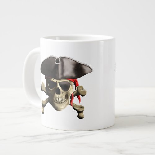 The Jolly Roger Pirate Skull Giant Coffee Mug