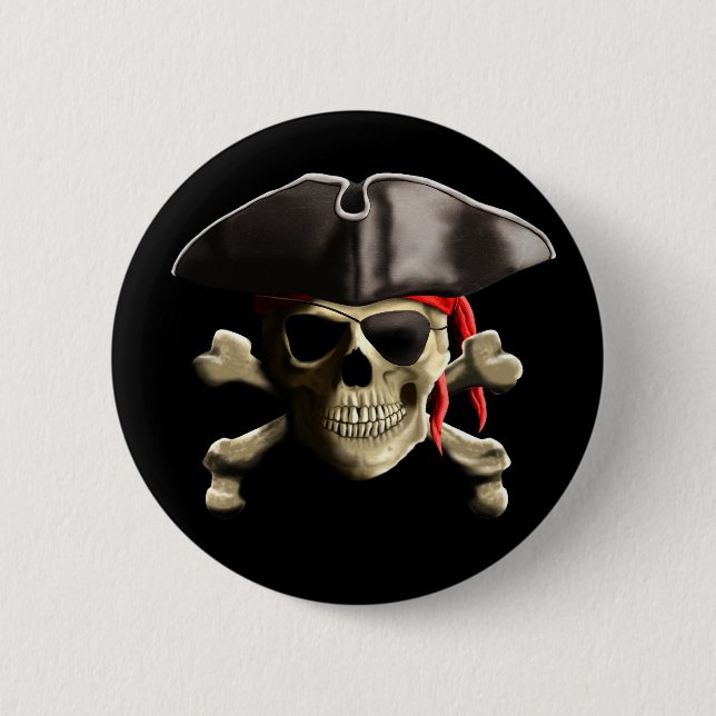 The Jolly Roger Pirate Skull Pinback Button (Front)