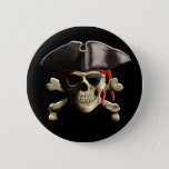 The Jolly Roger Pirate Skull Pinback Button at Zazzle
