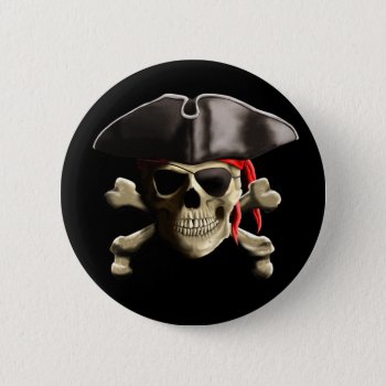 The Jolly Roger Pirate Skull Pinback Button by BailOutIsland at Zazzle