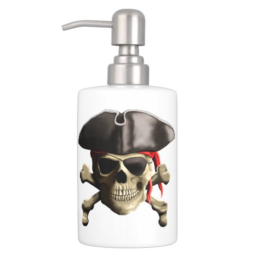 The Jolly Roger Pirate Skull Soap Dispenser And Toothbrush Holder (Left)