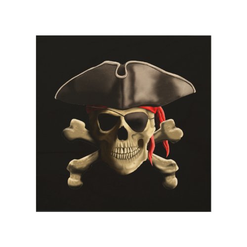 The Jolly Roger Pirate Skull Wood Wall Decor