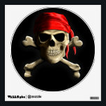 The Jolly Roger Wall Sticker<br><div class="desc">Original classic Skull and Crossbones, The Jolly Rodger”, with red bandana doo rag.</div>