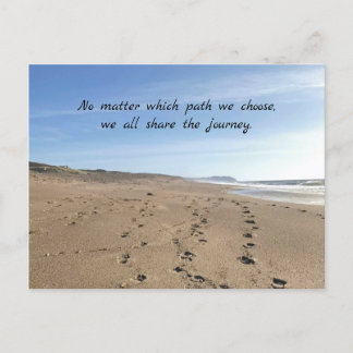 The Journey Footprints in Sand Postcard