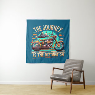 The Journey Is the Destination: Vintage Motorcycle Tapestry