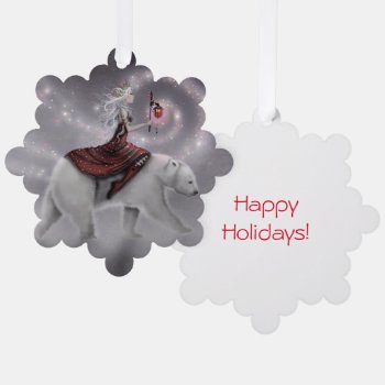 The Journey Mystical Fairy Queen On Polar Bear Ornament Card by robmolily at Zazzle