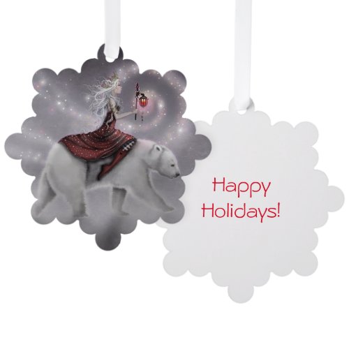 The Journey Mystical Fairy Queen on Polar Bear Ornament Card