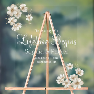 The Journey Of A Lifetime Begins Wedding Welcome Acrylic Sign