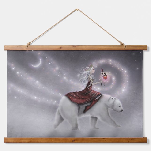The Journey Winter Queen and Polar Bear Artwork Hanging Tapestry (Front)