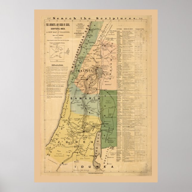 The Journeys and Deeds of Jesus Map (1881) Poster (Front)